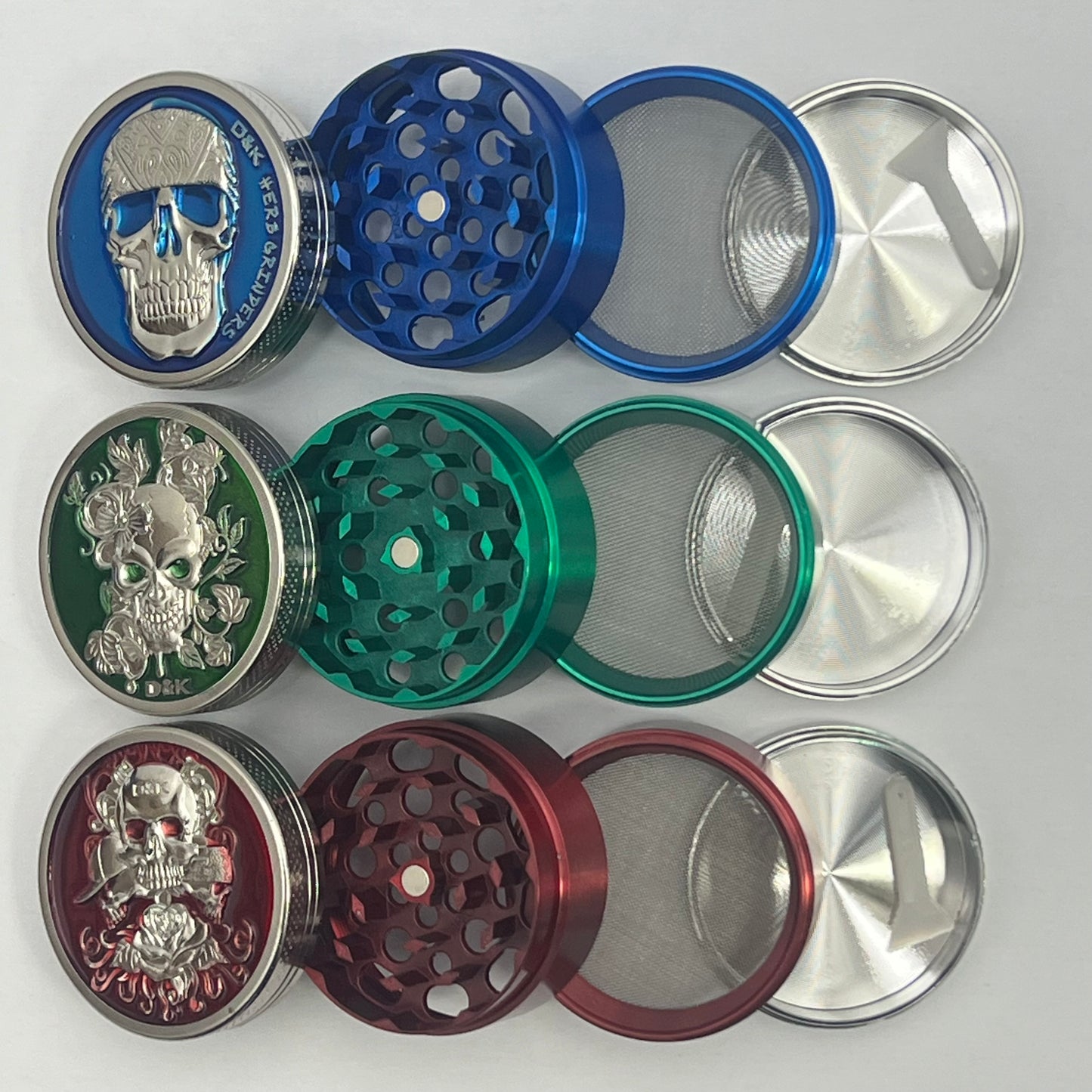 Metal Skull Grinders 4 Tier Medium (3 Designs)