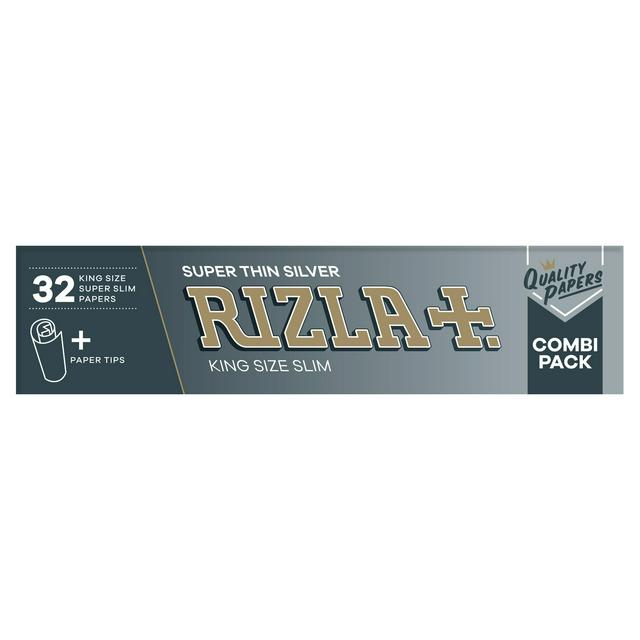 RIZLA+ Silver Kingsize Slim With Tips