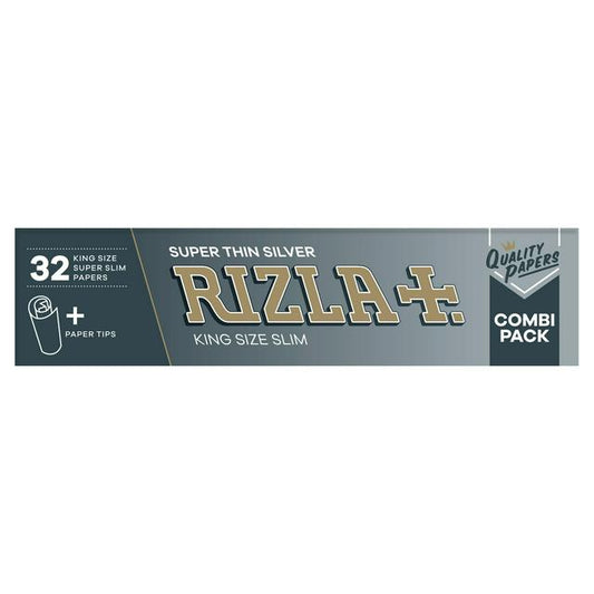 RIZLA+ Silver Kingsize Slim With Tips