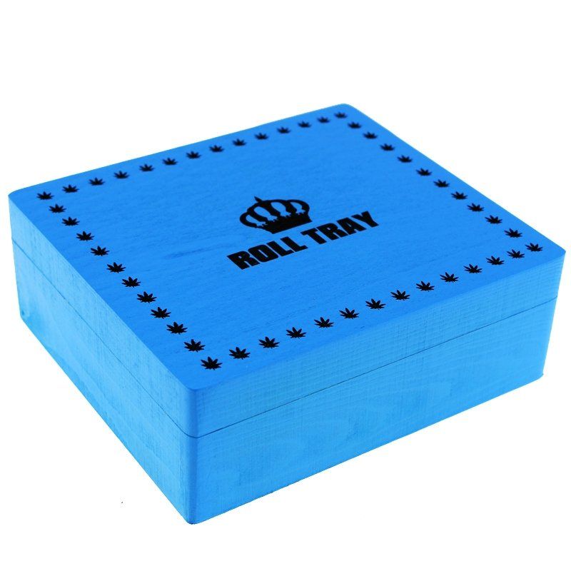Grass Leaf Large Wooden Rolling Box
