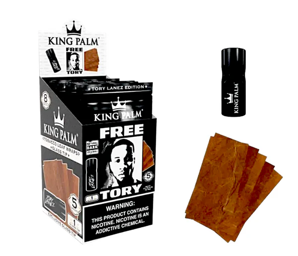 KING PALM TORY LANEZ TOBACCO LEAF WRAPS WITH GLASS TIP 5 PACK - Natrual Tobacco
