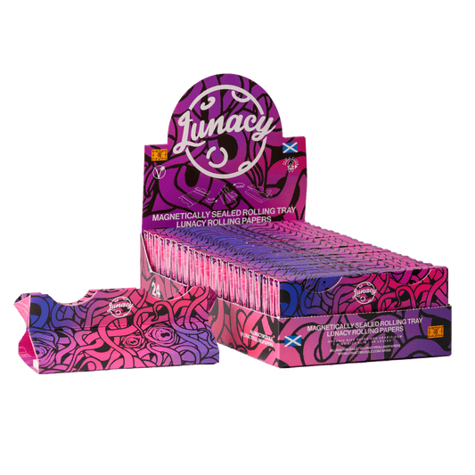 LUNACY ROLLING PAPERS ORGANIC KINGSIZE SLIM MAGNETICALLY SEALED ROLLING TRAY - munchterm
