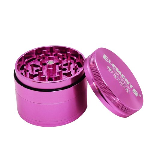 Elements Pink 4-piece Aluminium Herb Grinder - 60mm 4-piece