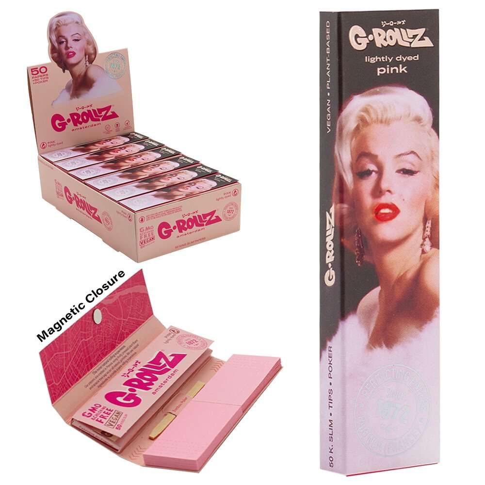 G-ROLLZ Fabulous Face King Size Slim Pink Papers + Tips