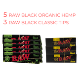 5x RAW Black Organic Hemp + 3x RAW Black Tips
