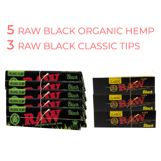 5x RAW Black Organic Hemp + 3x RAW Black Tips