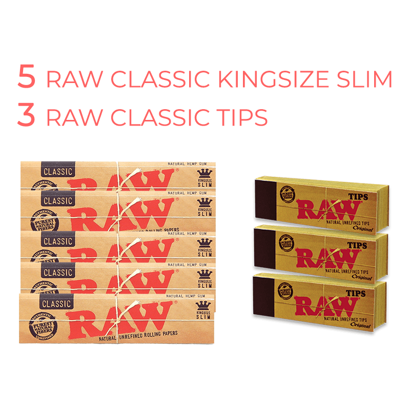 5x RAW Classic Kingsize + 3x RAW Tips