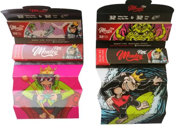 Monkey King Unbleached Rolling Papers + Tips King Size Slim