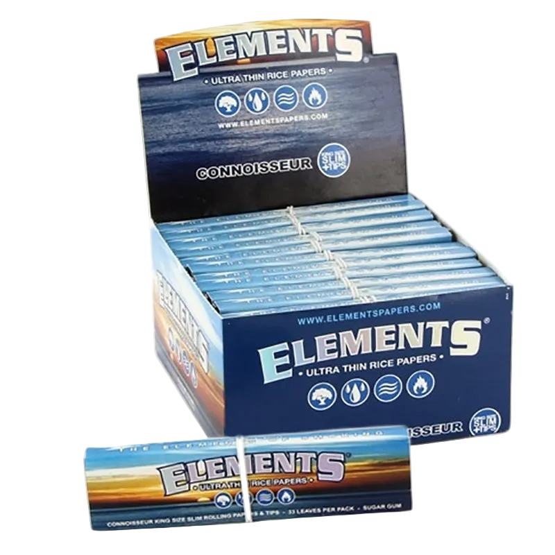 Elements Connoisseur Rolling Papers + Tips King Size Slim (Box of 24)