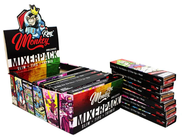 Monkey King Unbleached Rolling Papers + Tips King Size Slim