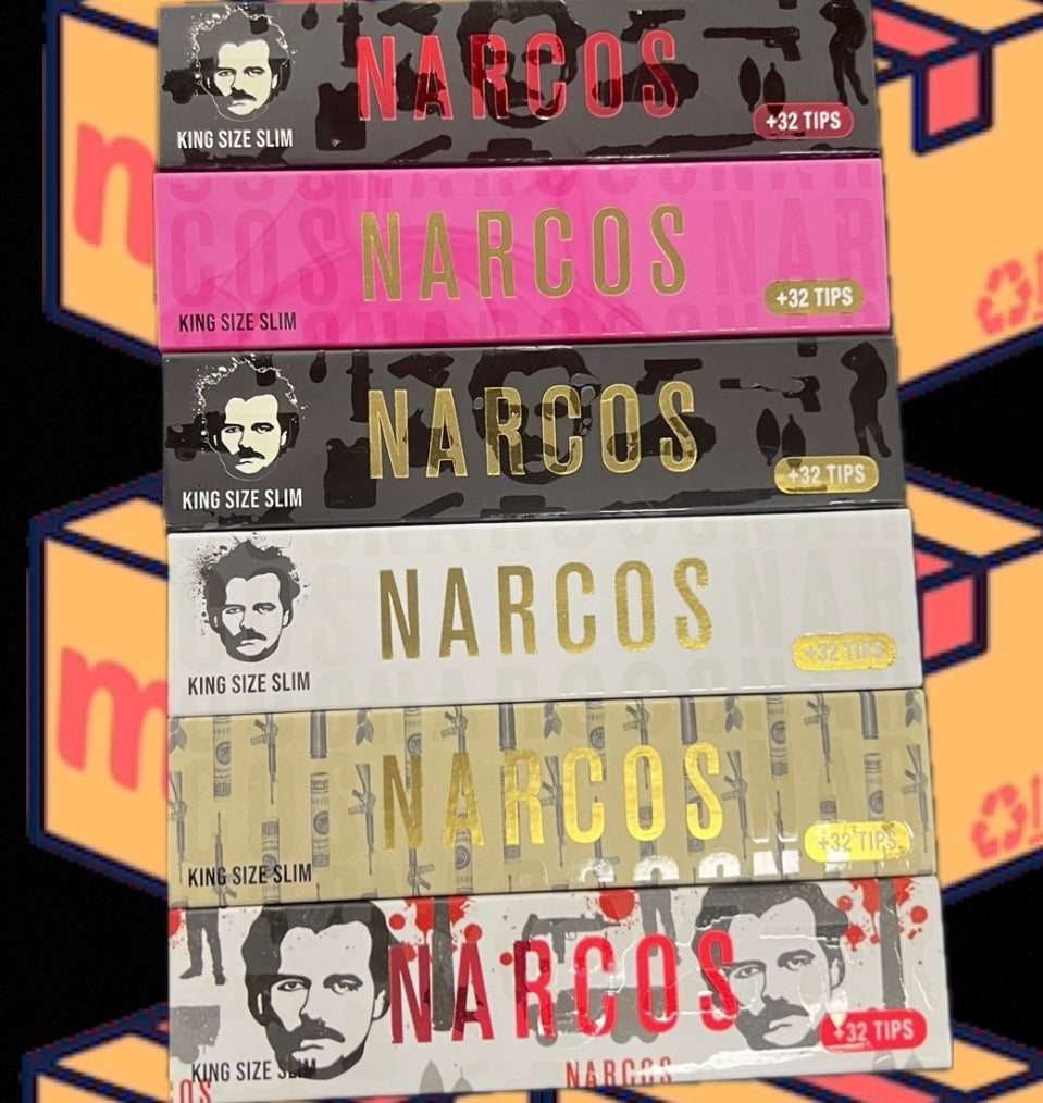 NARCOS KING SIZE SLIM + TIPS (6 DIFFERENT DESIGNS/PAPER)