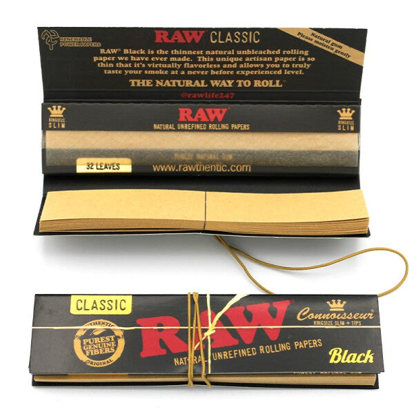 Raw Black Connoisseur King Size Papers + Tips