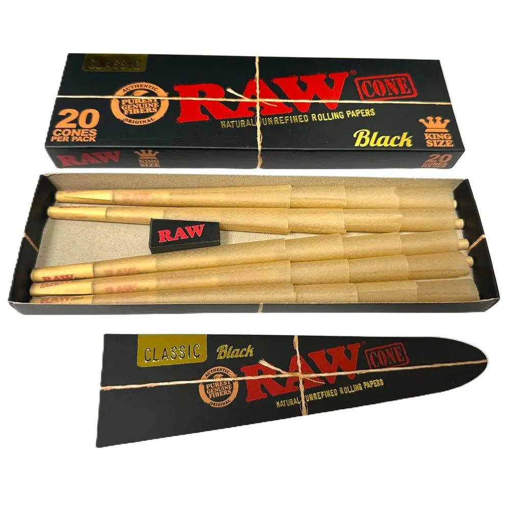 RAW Classic King Size Slim Black20 Cones