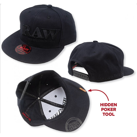 RAW BLACK ON BLACK FLAT BASEBALL CAP