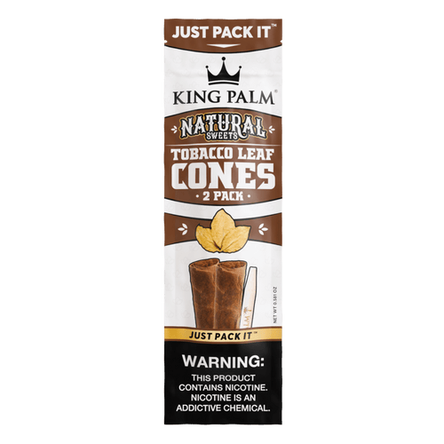 King Palm Squeeze and Pop Tobacco Leaf Cones (2 Pack), Natural Sweets pack on a green background