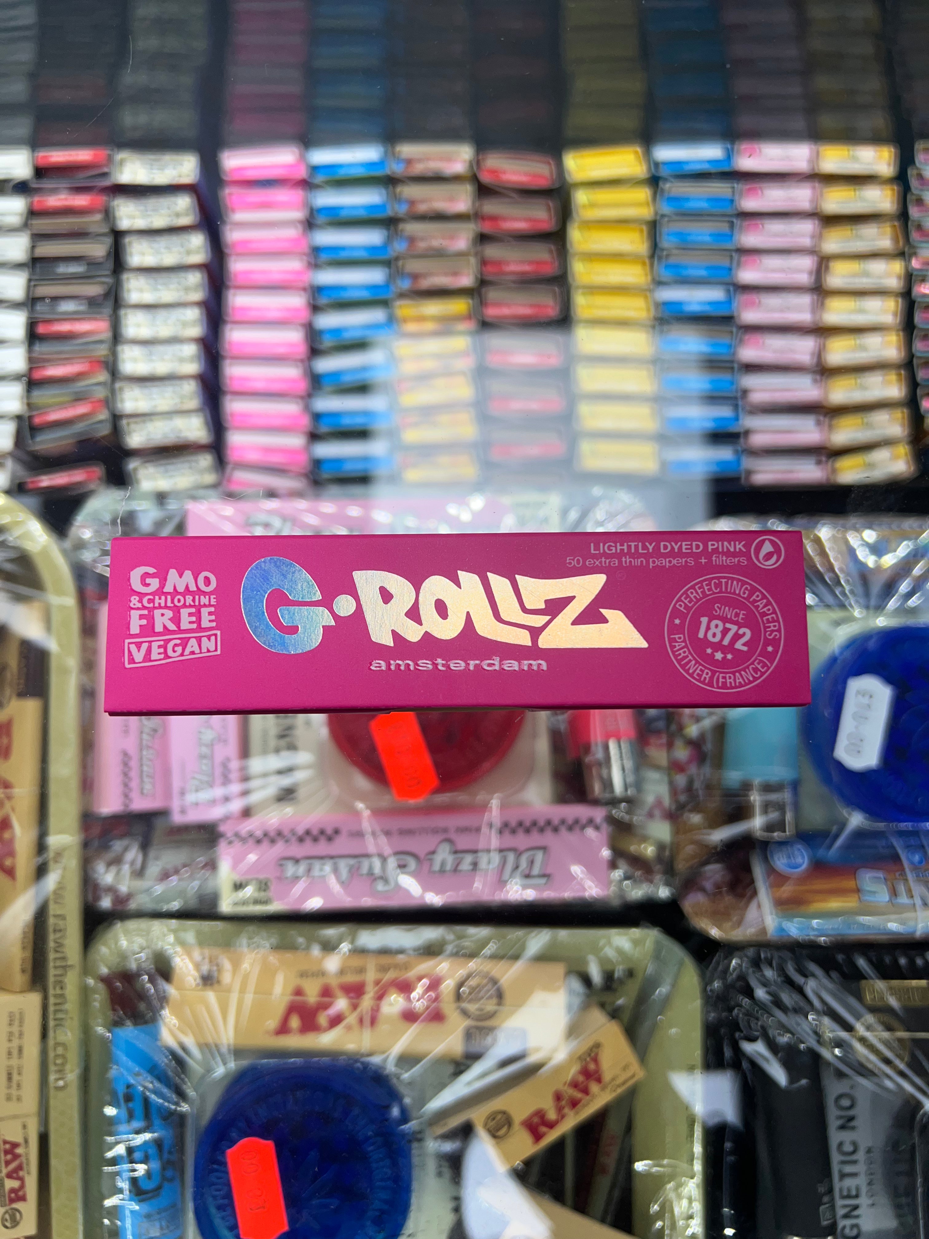 G-ROLLZ- Lightly Dyed Pink - King Size Slim Pink Papers + Tips
