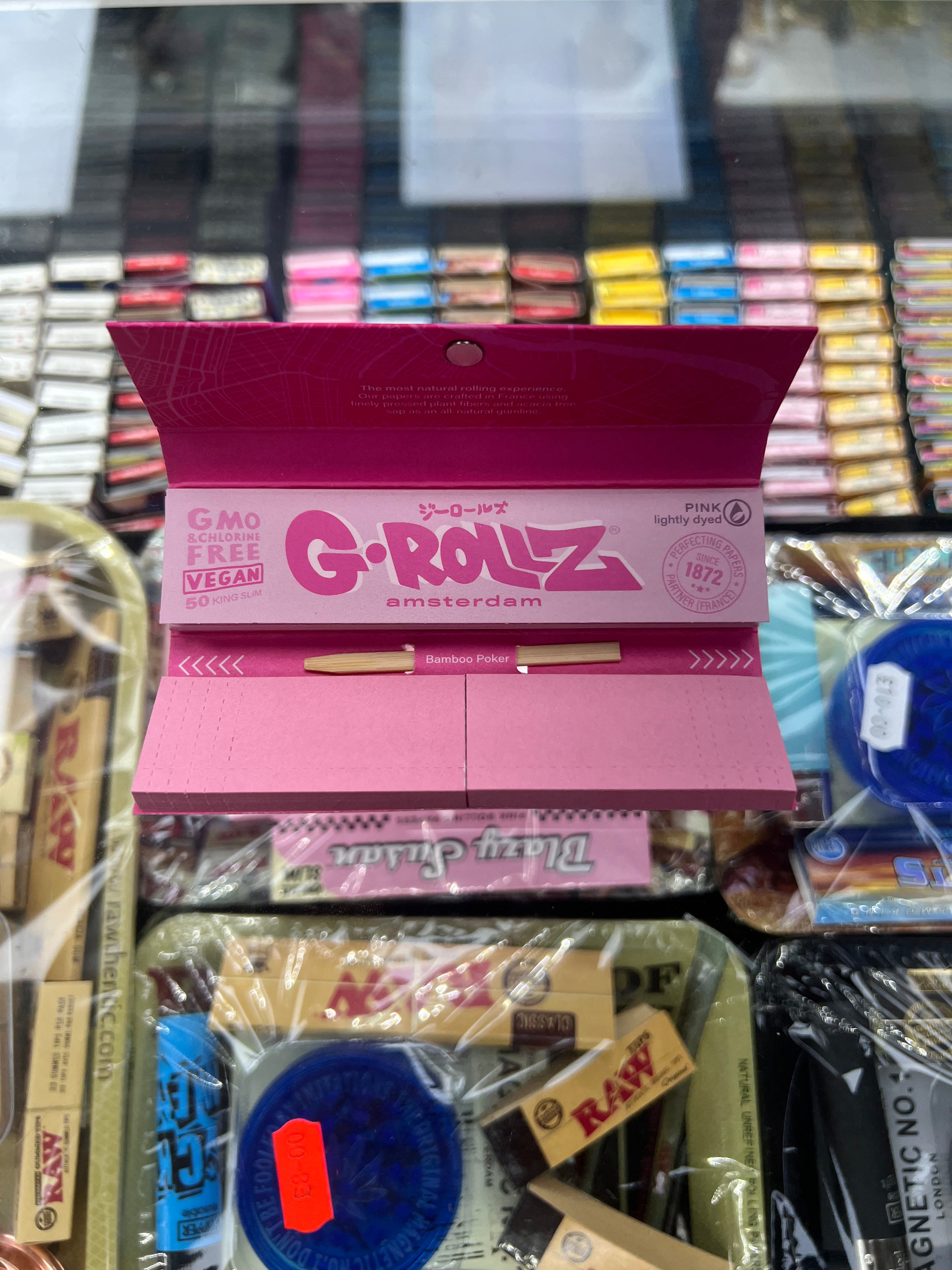 G-ROLLZ- Lightly Dyed Pink - King Size Slim Pink Papers + Tips