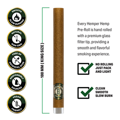 HEMPER ROLLS CONES + GLASS TIP (6 Flavours)