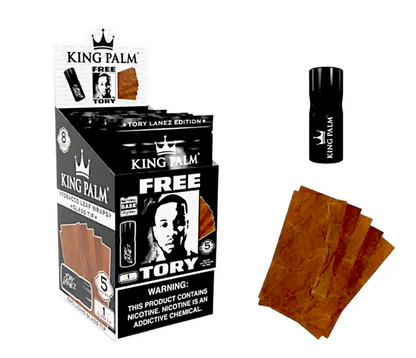 KING PALM  TORY LANEZ TOBACCO LEAF WRAPS WITH GLASS TIP 5 PACK - Natrual Tobacco