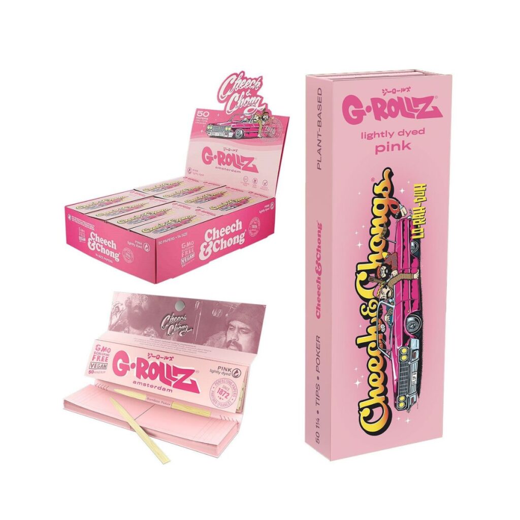 G-ROLLZ Cheech & Chong Low Rider 1 1/4 Pink Papers + Tips & Poker