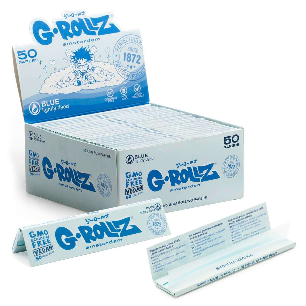G-Rollz Lightly Dyed Blue Rolling Papers King Size Slim