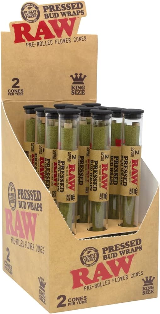 RAW Bud Wraps Pre-Rolled Cones (Tube of 2)