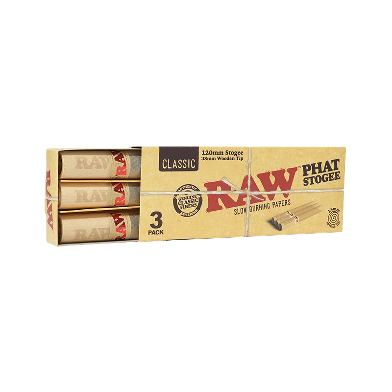 RAW Classic Phat Stogee Pre-Rolled Cones w/ Wooden Spiral Tip (Pack of 3)