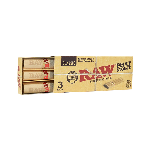 RAW Classic Phat Stogee Pre-Rolled Cones w/ Wooden Spiral Tip (Pack of 3)