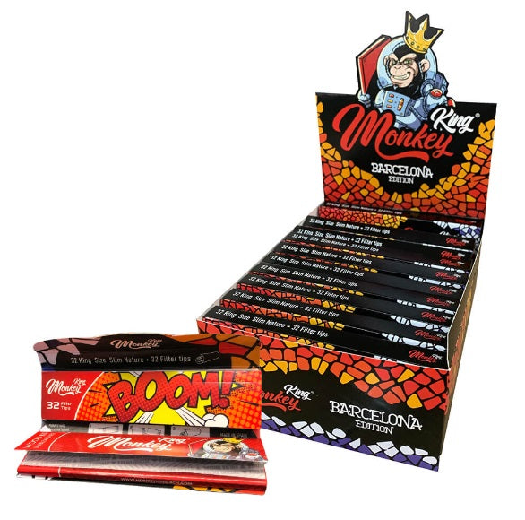 Monkey King Unbleached Rolling Papers + Tips King Size Slim