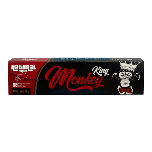 Monkey King Unbleached Rolling Papers + Tips King Size Slim