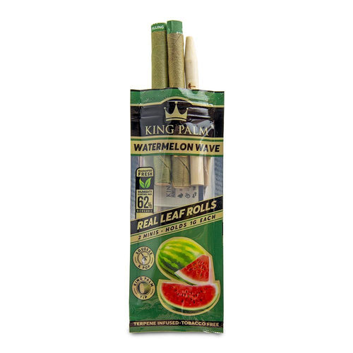 KING PALM Terpene Flavoured Mini Rolls (2 Pack), the Watermelon Wave pack with two rolls