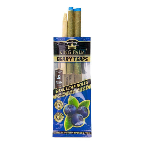 KING PALM Terpene Flavoured Mini Rolls (2 Pack), the Berry Terps pack with two leaf rolls