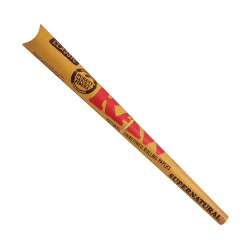 RAW Classic Supernatural 12" Pre-Rolled Cone, a single cone shown at full length