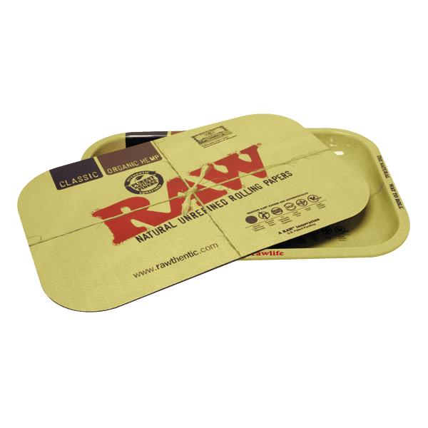 RAW Classic Magnetic Tray Cover (Large), angled over the matching metal tray
