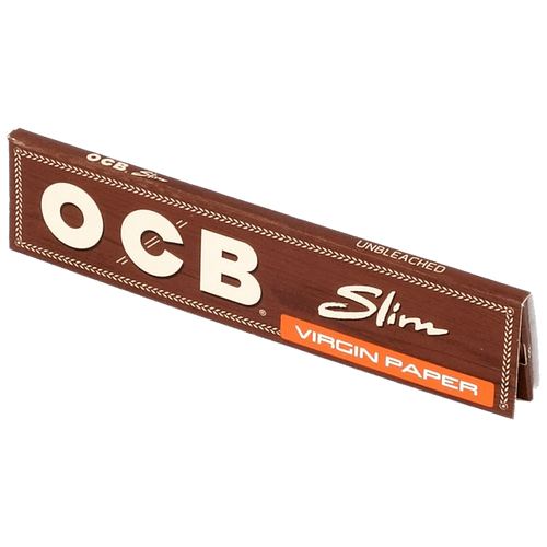 OCB Virgin Unbleached Rolling Papers King Size Slim, the brown pack closed