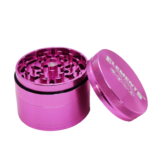Elements Pink 4-piece Aluminium Herb Grinder - 60mm 4-piece