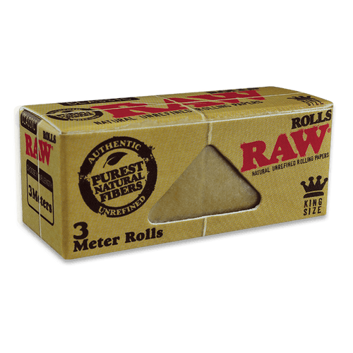 RAW Classic Rolling Papers (3m Roll), the box with a window to the paper inside